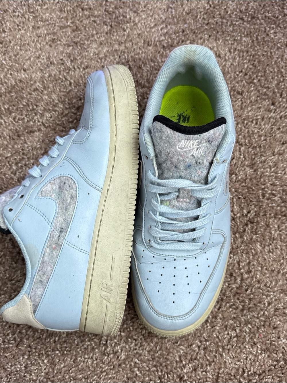Nike Light Blue Air Force 1 Low Sneakers with Heathered Panels
